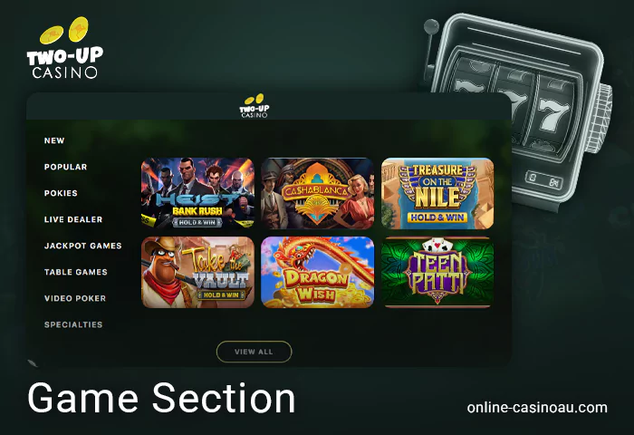 Exploring Two Up Casino's game section - slot categories