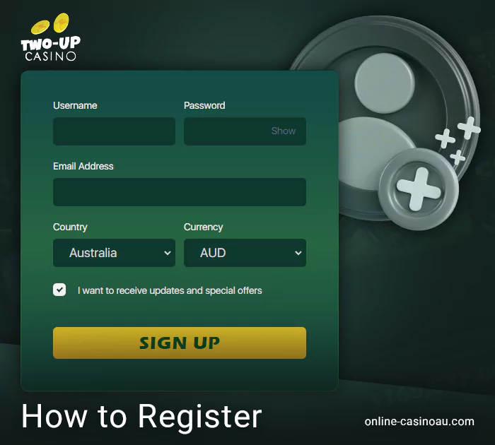 Step-by-step guide to creating a Two Up Casino account