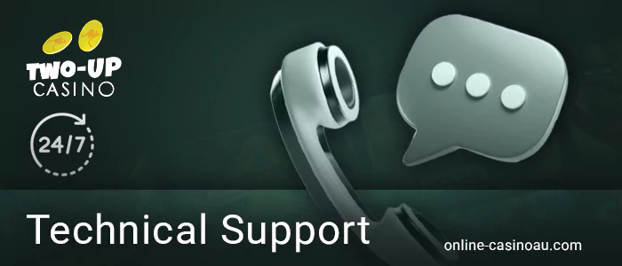 Ways to reach customer support at Two Up Casino.