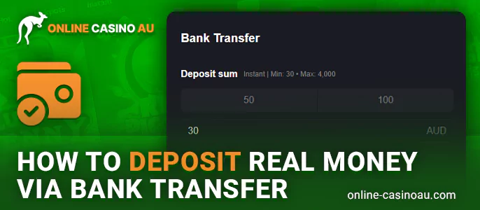 Start by choosing an online casino from our curated list that supports bank transfers.