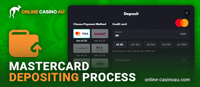 Steps to deposit funds in an online casino using Mastercard