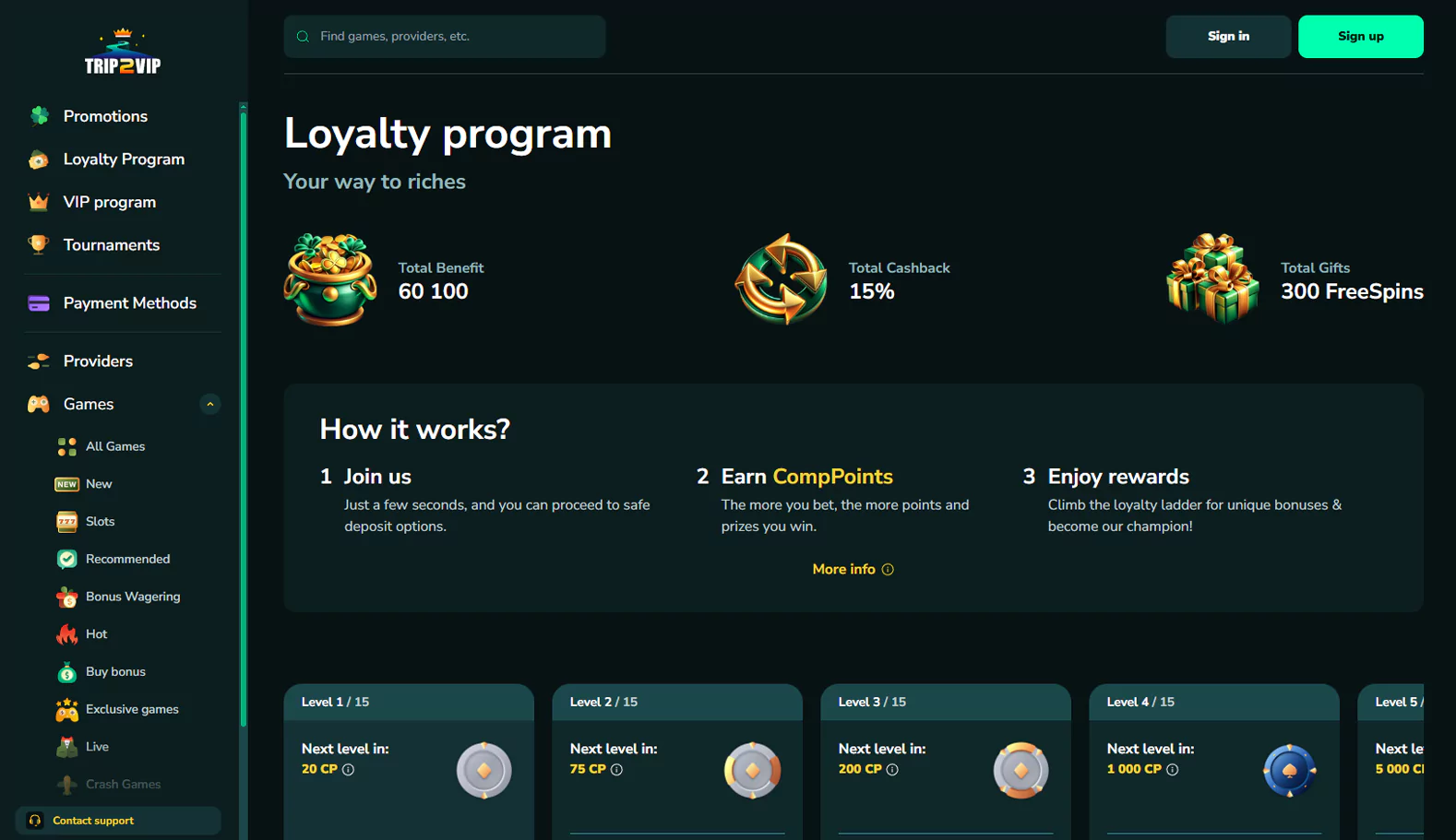 Welcome gifts and Thursday cashback bonuses